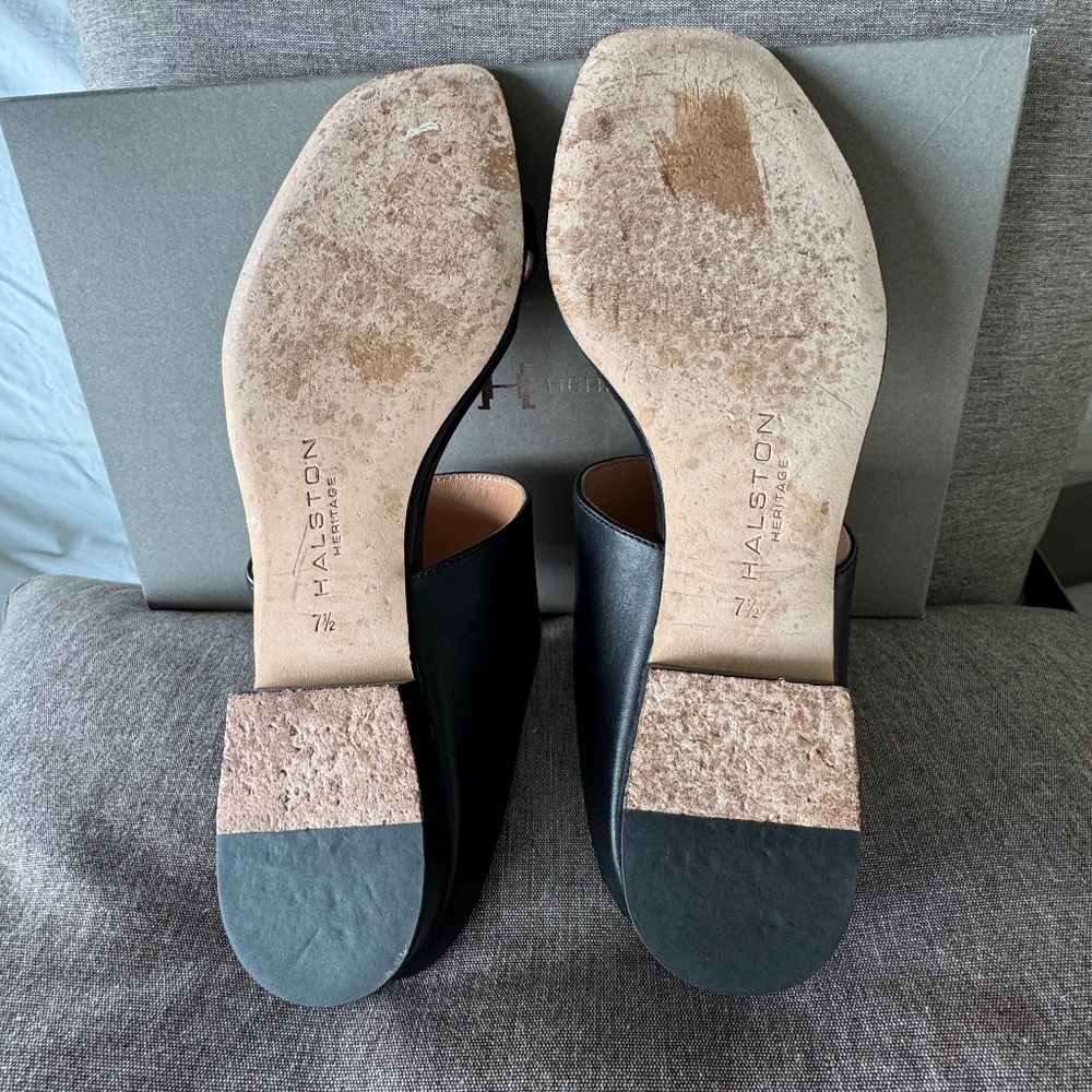 Halston Heritage black leather sandals size 7.5 - Picture 6 of 7